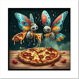 Funny butterflies eating pizza funny kids tee funny gift ideas Posters and Art